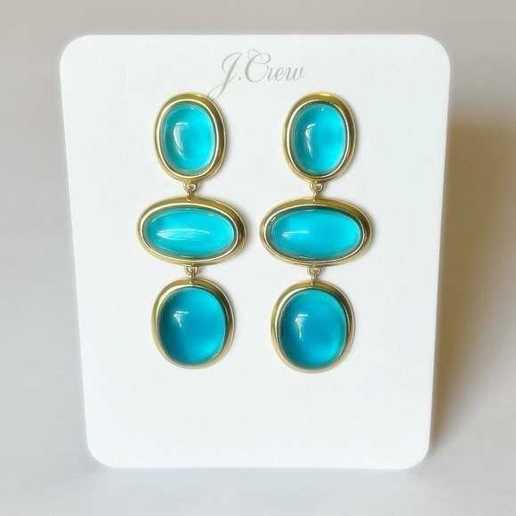 J. CREW GLASS CAB TRIPLE-DROP EARRINGS - Picture 5 of 8